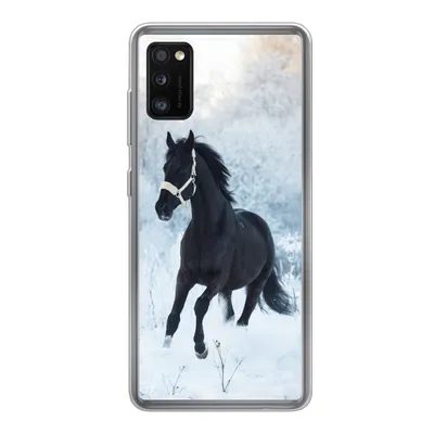 Produktbild von MuchoWow® Handyhülle Schutzhülle Hülle für Samsung Galaxy A41 Pferd - Schnee - Wald Silikon Softcase Handy Hülle - Mobiltelefon