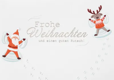 Produktbild von Weihnachten unverpackte Weihnachtskarte mit Umschlag Weihnachtsmann Rentier im Schnee Frohe Weihnachten
