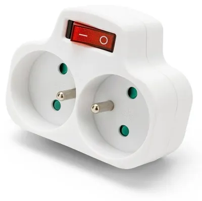 Produktbild von VELAMP ADAT-FR-4 Steckdosenverteiler mit Schalter