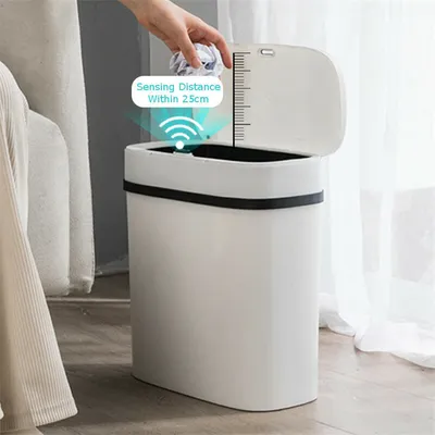 Productafbeelding van Bakeey 10L/12L slimme sensorprullenbak voor thuisgebruik, automatische deksel, elektrische papiervernietiger, waterdichte afvalbak - 10L