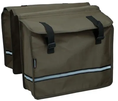 Produktbild von Dunlop Doppel Fahrradtasche Satteltasche mit zwei Taschen wasserfest reflektierend für Gepäckträger Farbe Braun