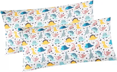 Produktbild von Kissenbezug 2er Set in 40x80 cm Renforcé, 100% Baumwolle - Dino - Kopfkissen-Bezug, Kissenhülle, Dekokissenbezug, Kinder (KY-Dinos-40x80)