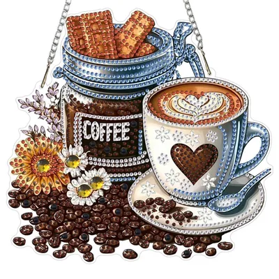 Produktbild von Diamond Painting Anhänger Kaffee 20x20cm Bastelset Hängendes Ornament
