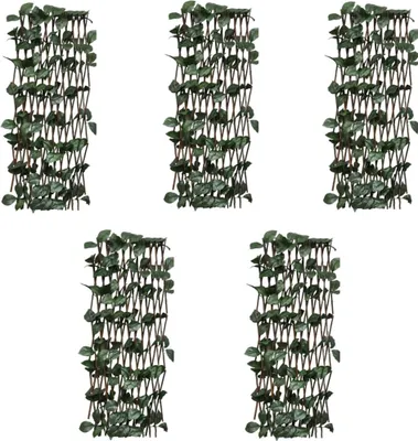 Produktbild von "im Angebot" Weidenzaun-Rankgitter 5 Stk. mit künstlichen Blättern 180x60 cm - Metallzäune CC784