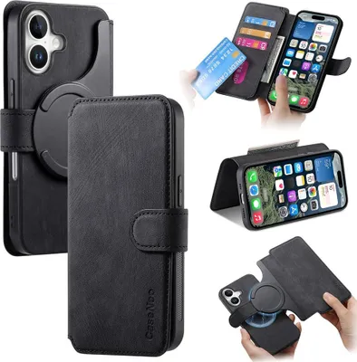 Produktbild von iPhone 16 Hülle - CaseNeo 2-in-1 Klapphülle & Back Cover - MagSafe Compatible - Schwarz