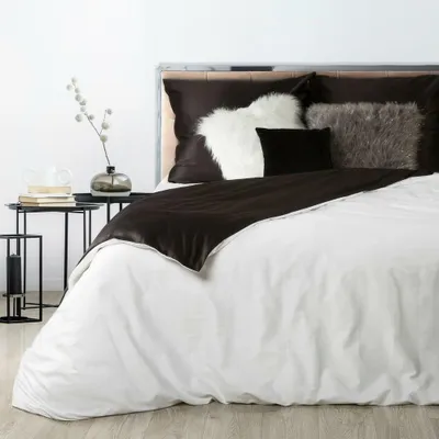 Produktbild von Eurofirany Bettwäschegarnitur Bettwäsche NOVA3 weiß schwarz 180x200 cm 3 TLG SET: mit 2 Kissenbezüge 70x80 cm