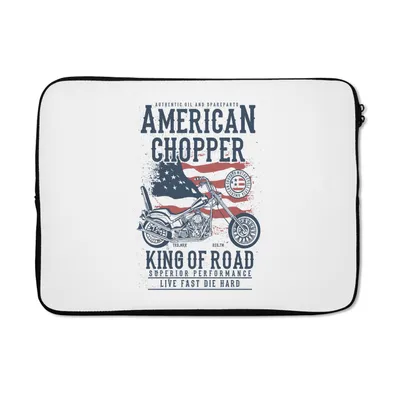 Produktbild von MuchoWow® Laptop Hülle 13 Zoll Mancave - Motorrad - Vintage - Amerika - Flagge Laptoptasche - Laptophülle - Sleeve - Rundumschutz