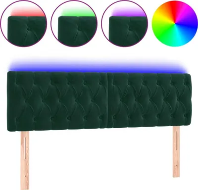 Produktbild von vidaXL LED Kopfteil Dunkelgrün 144x7x78/88 cm Samt