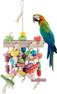 Produktbild von Papageien-Kauspielzeug, Kauspielzeug aus Holz, Käfig zum Aufhängen für Heimvögel