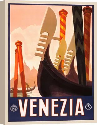 Produktbild von Kunstdruck auf Leinwand, Vintage-Poster, Venedig - Größe 70x100 cm