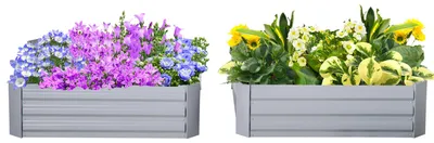 Produktbild von Outsunny Hochbeet Set, 2-TLG. Gartenbeet aus Stahl, Blumenkübel für Garten, Grau