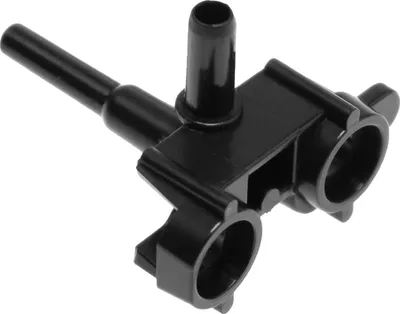 Close-up studio shot of a black plastic connector.