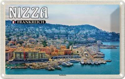 Produktbild von vianmo Blechschild 12x18 cm Nizza Frankreich Yachthafen Abenteuer Reisen Urlaub