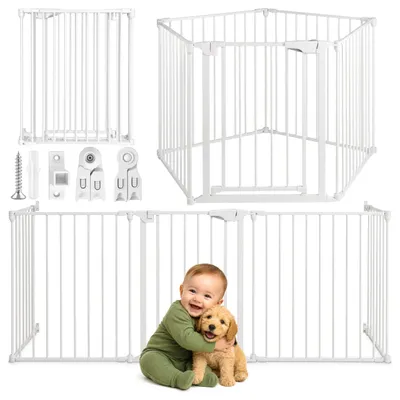 Produktbild von Treppenschutzgitter Türschutzgitter für Kinder Sicherheitsgitter für Türen Treppen 87–340 cm ohne Bohren Laufstall Weiss