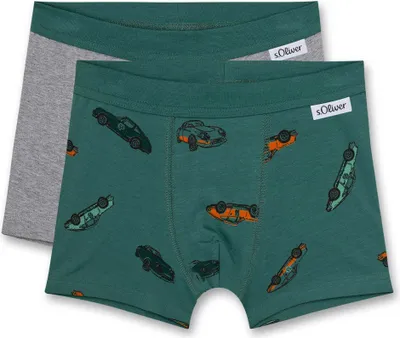Produktbild von s.Oliver Jungen Shorts - 2er Pack, Pants, Unterhose, Baumwolle Stretch Grau/Grün 116