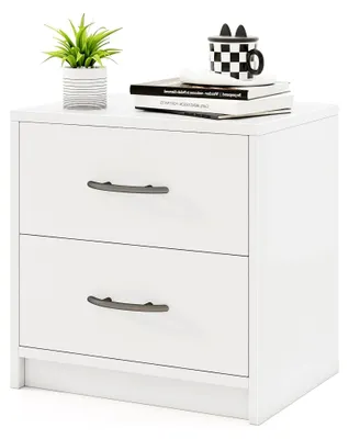 Produktbild von Nachttisch mit 2 Schubladen, Beistelltisch, Nachtschrank, Sofatisch, Nachtkommode für Schlafzimmer und Wohnzimmer, 38,5 x 28 x 39 cm (Weiß)