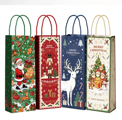 4 Weihnachtsgeschenktüten – rot, grün, blau, weiß