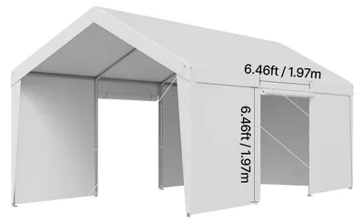 Obrázok produktu pre Strešný kryt pre auto, prenosný carport, odolné PE plachty, odnímateľné bočné steny, 12x20 stôp, 12x20 stôp