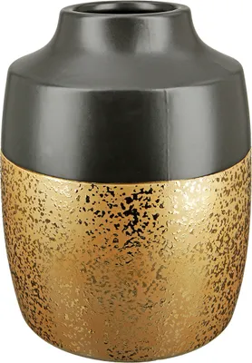 Immagine prodotto di Gilde Vase, "Tomar", gesprenkelt, Keramik, schwarz, goldfarben, VE 2, L. 16 cm, B. 16 cm, H. 21 cm 47378 4063387473788
