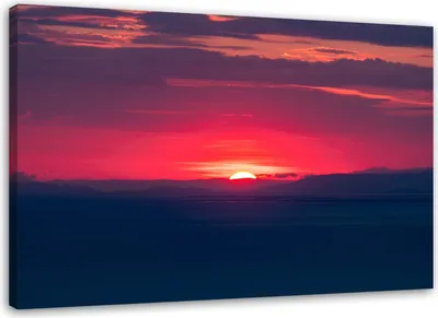 Produktbild von Leinwandbild rosa sonnenuntergang 90x60 cm Feeby rosa wandbild bereit zum aufhängen