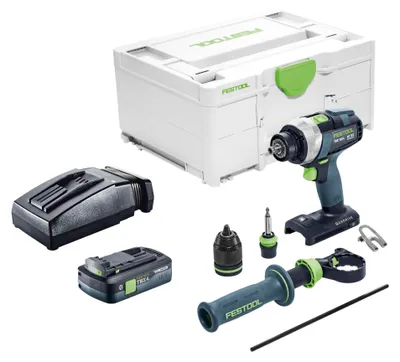 Zdjęcie produktu dla Wiertarko-wkrętarka akumulatorowa Festool TDC 18/4-Basic 18 V 75 Nm bezszczotkowa + 1x akumulator 4,0 Ah + ładowarka + Systainer