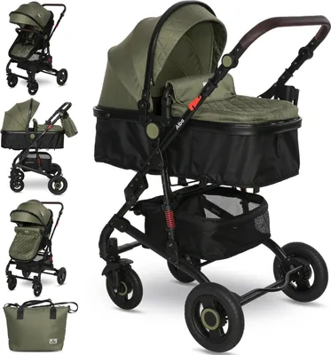 Produktbild von Lorelli Kinderwagen Alba 2 in1, Kombikinderwagen, Baby Buggy mit Liegefunktion klein, Reisebuggy mit Liegeposition mit Fußsack, Liegebuggy, Grün