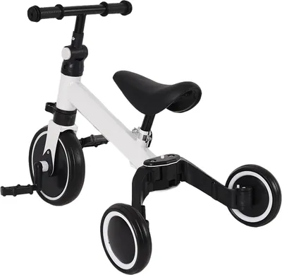 Image de Vélo d'exercice enfants 2 en 1 chariot poussette amovible barre de poussée blanc