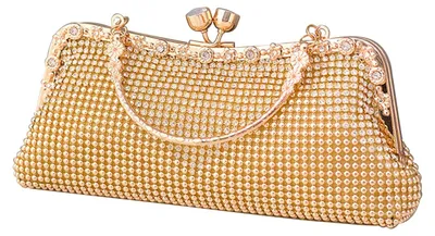 Immagine prodotto di CORIOS Pochette da donna, decorata con strass, ideale per le serate. Borsa a mano con strass, stile diamante, da portare a tracolla