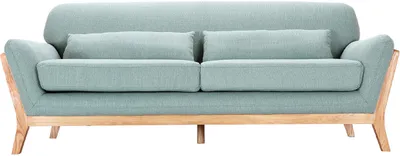 Produktbild von Miliboo - Sofa skandinavisch 3 Plätze Lagunenblau Holzbeine YOKO