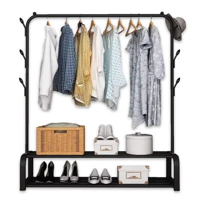 Produktbild von Brixy Kleiderständer – Garderobenständer – 102 x 34 x 152 cm – Kleiderständer mit Schuhregal – im In