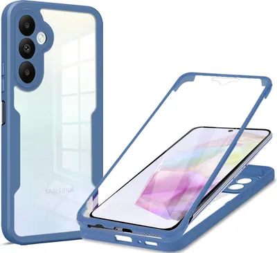 Produktbild von 360° Hülle für Samsung A55, 360 Grad Handyhülle mit Integriertem Displayschutz Blau