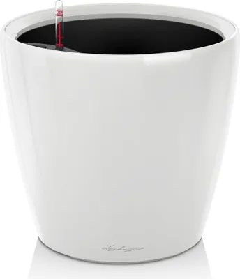 Zdjęcie produktu dla LECHUZA CLASSICO LS 35, Sadzarka w doniczce, Wolnostojący, Tworzywo sztuczne pochodzące z recyklingu, Szary, Biały, Okrągły, Wewnątrz/Na wolnym powietrzu