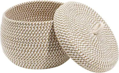 Produktbild von Famanu Aufbewahrungskorb mit Deckel - dekorativer Halter aus Baumwollseil