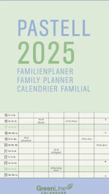 Produktbild von GreenLine Pastell 2025 - Wandkalender - Familien-Kalender - Familienplaner - 22x45