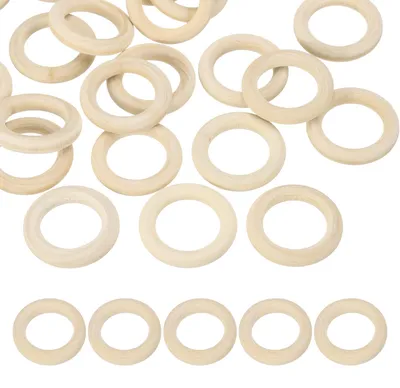 30 Holzringe 35 mm, rund, für DIY-Schmuck & Makramee