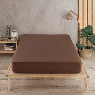 Produktbild von Famanu Jersey Spannbettlaken 200x200cm - Dunkelbraun