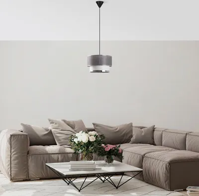 Produktbild von Opviq, Hochwertiger Kronleuchter, Metallkörper, 30 cm Durchmesser, 20 cm Höhe, 65 cm Gesamt, , E27 Fassung max. 40 W, Grau/Silber, Modernes Design für Hotel & Zuhause.