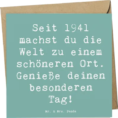 Produktbild von Mr. & Mrs. Panda Deluxe Karte Spruch 1941 Geburtstag - Meeresbrise - Geschenk, faltkarte, geboren, positiven Einfluss, Geburtstagsgeschenk, anlasskarte, Erinnerungen