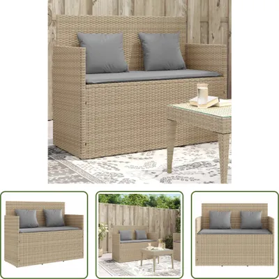 Image de The Living Store Banc de jardin avec coussins Beige Poly Rattan