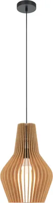 Obrázek produktu pro Černá závěsná lampa s dřevěným stínidlem Ø30cm Kořeny 1xE27 40W Maytoni