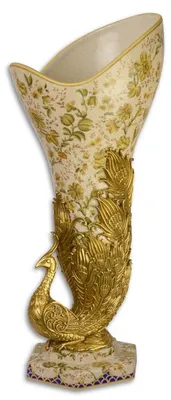 Immagine prodotto di Casa Padrino Vaso liberty con pavone multicolore/oro 22 x 23,6 x h. 55,9 cm - Decorazione barocca e liberty