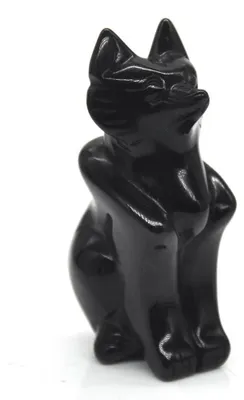 Produktbild von Rosenquarz- und Obsidiandeko-Fuchsfigur