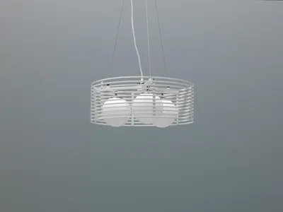 Zdjęcie produktu dla Lampa wisząca Cage Ø50 cm z białego metalu, 3 oprawki E27, maks. 40 W, minimalistyczny design