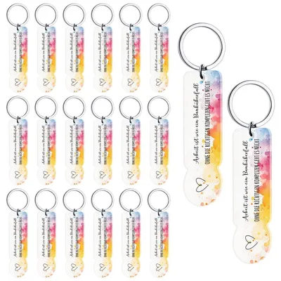 Produktbild von Einkaufswagenchip Schlüsselanhänger Acryl Gravur "Arbeit ist wie ein Banküberfall" 20er Set