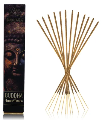 Produktbild von Banjara - Räucherstäbchen Buddha Inner Peace 15g - Lavendel & Kamille 12 Stück - Beruhigend & Entspannend - Handgerollt Aus Indien