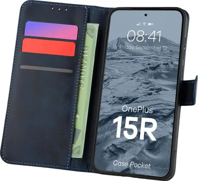 Produktbild von Handyhülle mit Klappe für OnePlus 15R, Bizon Case Pocket, Dunkelblau
