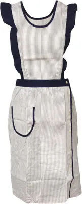 Produktbild von Chasuble  Kasack Überwurf Schürze gestreift blau mit Rüsche, Größe:46
