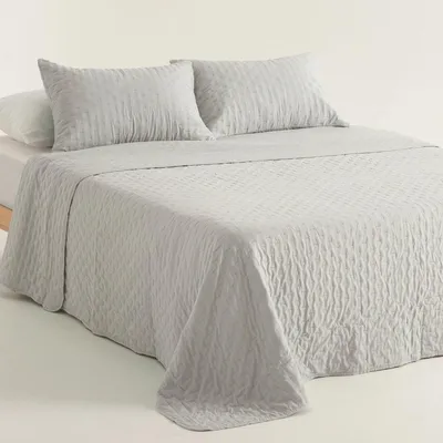 Zdjęcie produktu dla GAMUSI, kołdra pikowana do łóżka – 235 x 270 cm – jasnoszary – zawiera 2 poszewki na poduszki – lekka i wyjątkowo miękka – certyfikat OEKO-TEX