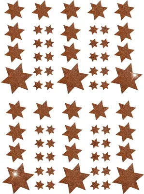 Produktbild von Oblique Unique 68 Sterne Sticker Aufkleber Glitzernd Funkelnd Weihnachtsdeko Weihnachtssterne - braun