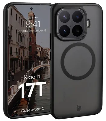 Produktbild von Handyhülle mit Magnetring für Xiaomi 17T, Bizon Case MatteO, Getönt-Schwarz